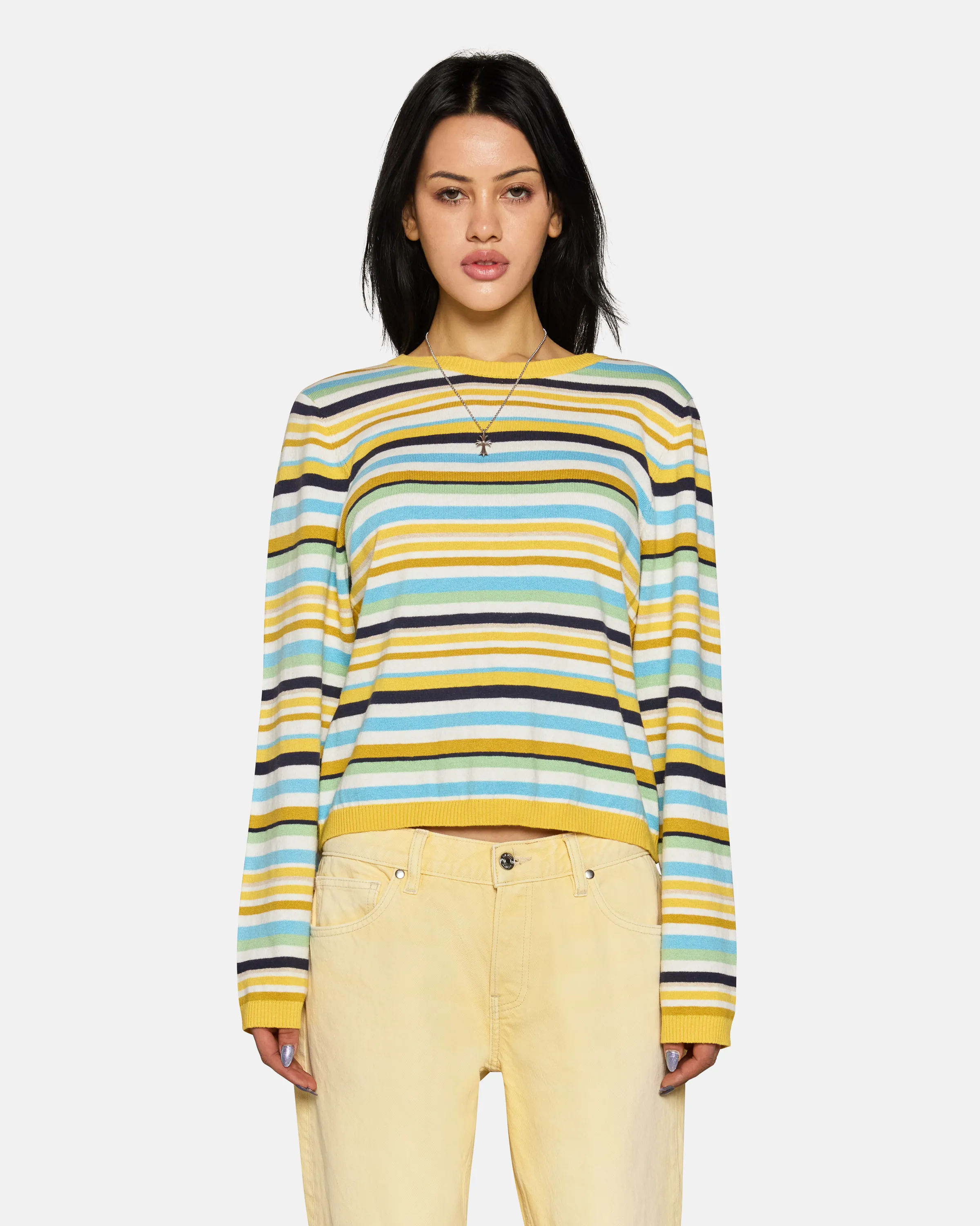 Shannon Stripe Sweater Mustard Navy Multi sold by EB Denim product image thumbnail 2