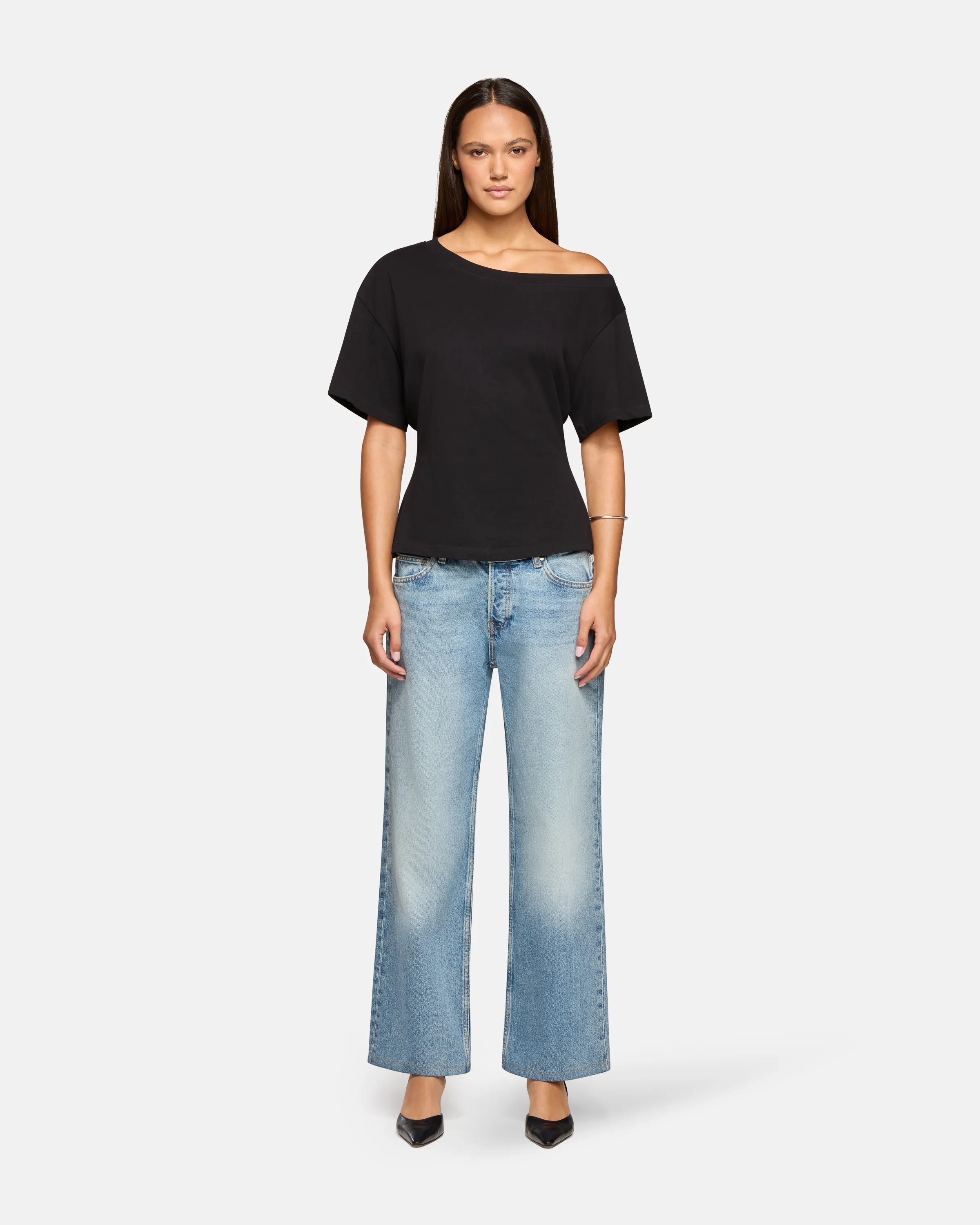 Elena Off The Shoulder Tee Black sold by EB Denim
