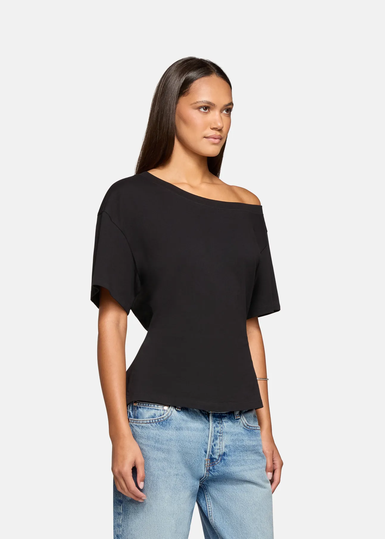 Elena Off The Shoulder Tee Black sold by EB Denim product image thumbnail 3