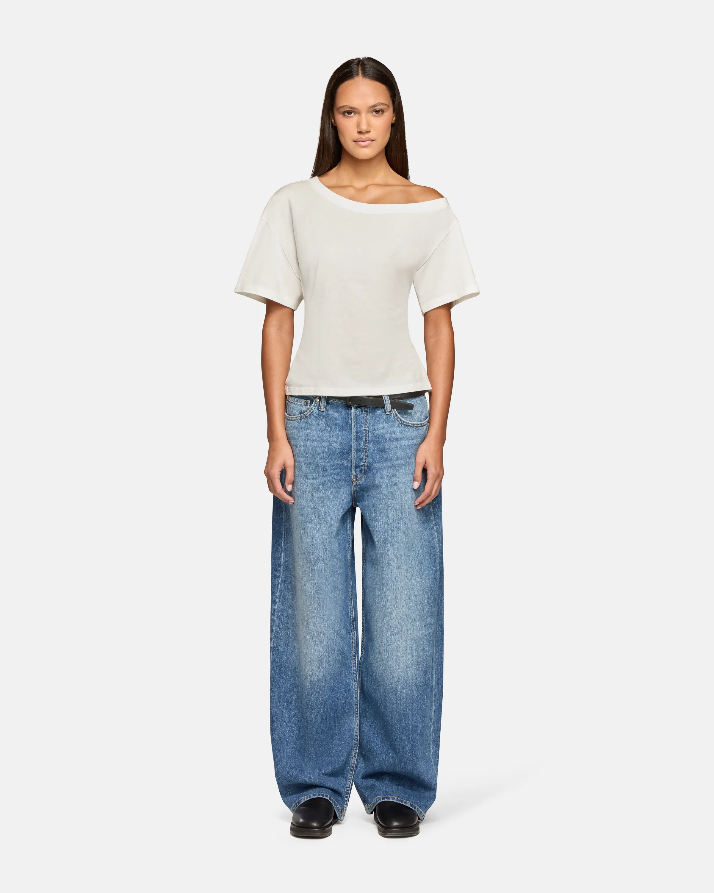 Elena Off The Shoulder Tee White sold by EB Denim