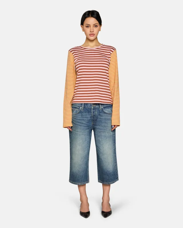 Sadie Striped Long Sleeve Mustard Rose Contrast made by EB Denim