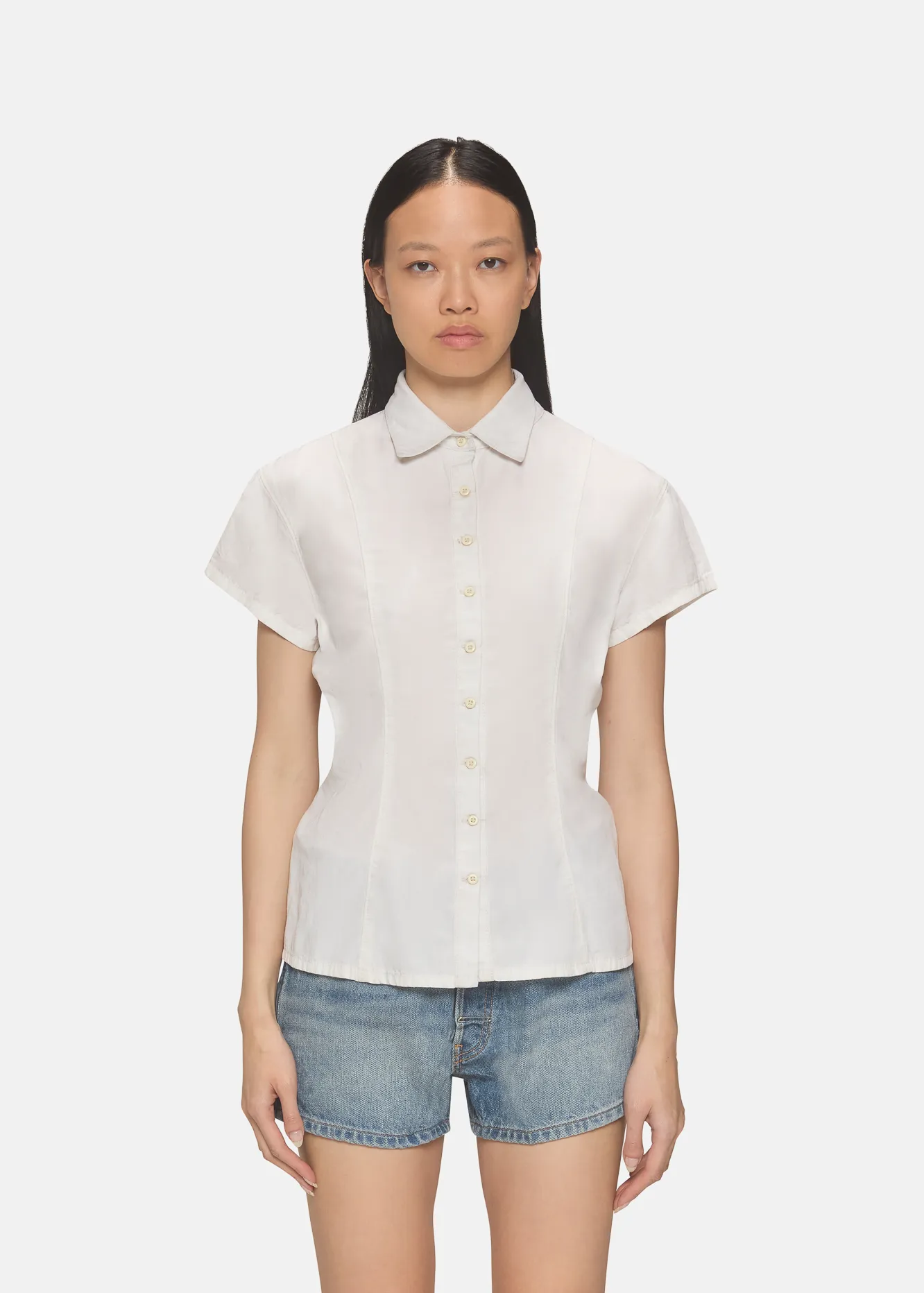 Rosie Short Sleeve Blouse White Linen sold by EB Denim product image thumbnail 2