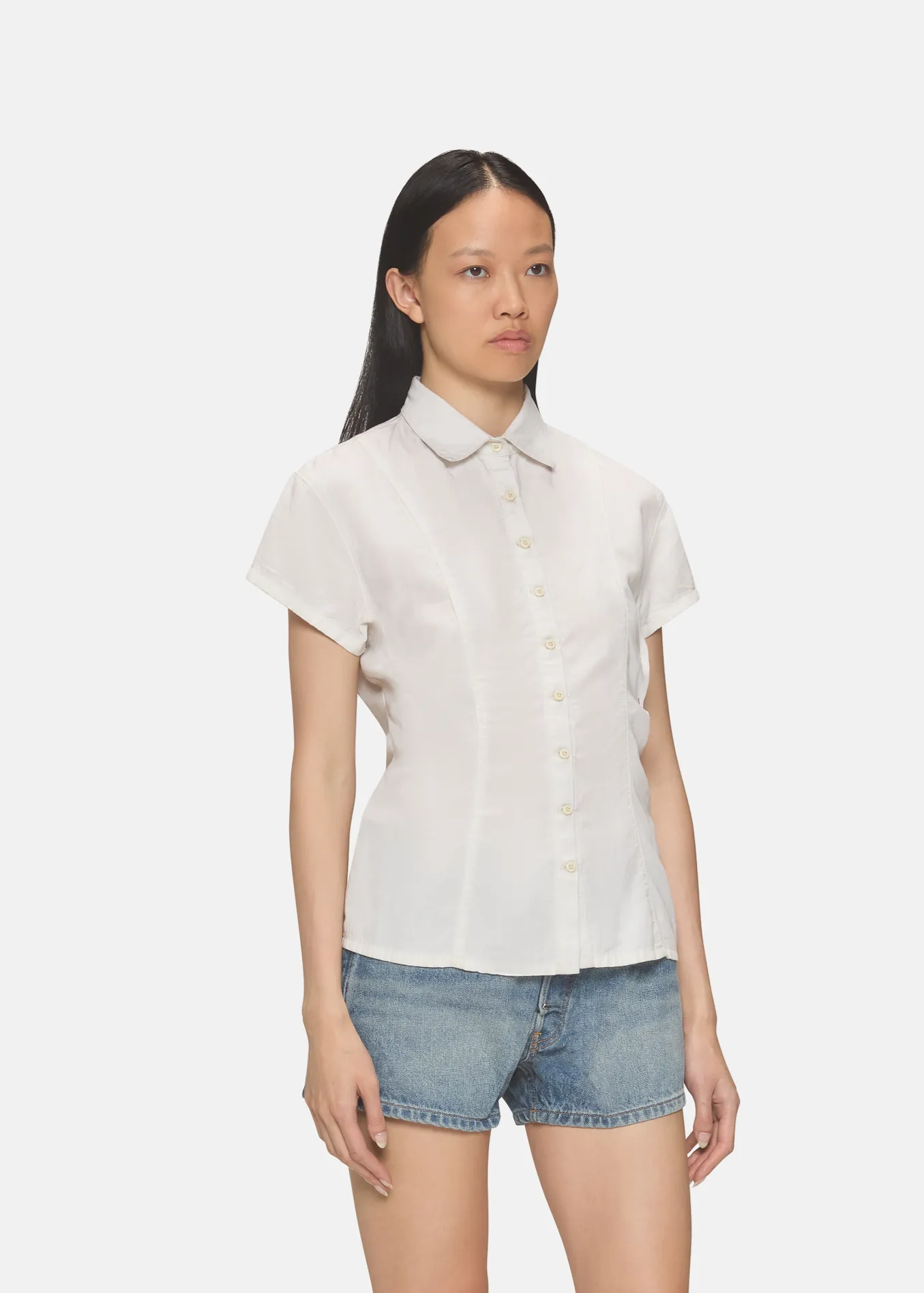 Rosie Short Sleeve Blouse White Linen sold by EB Denim product image thumbnail 3