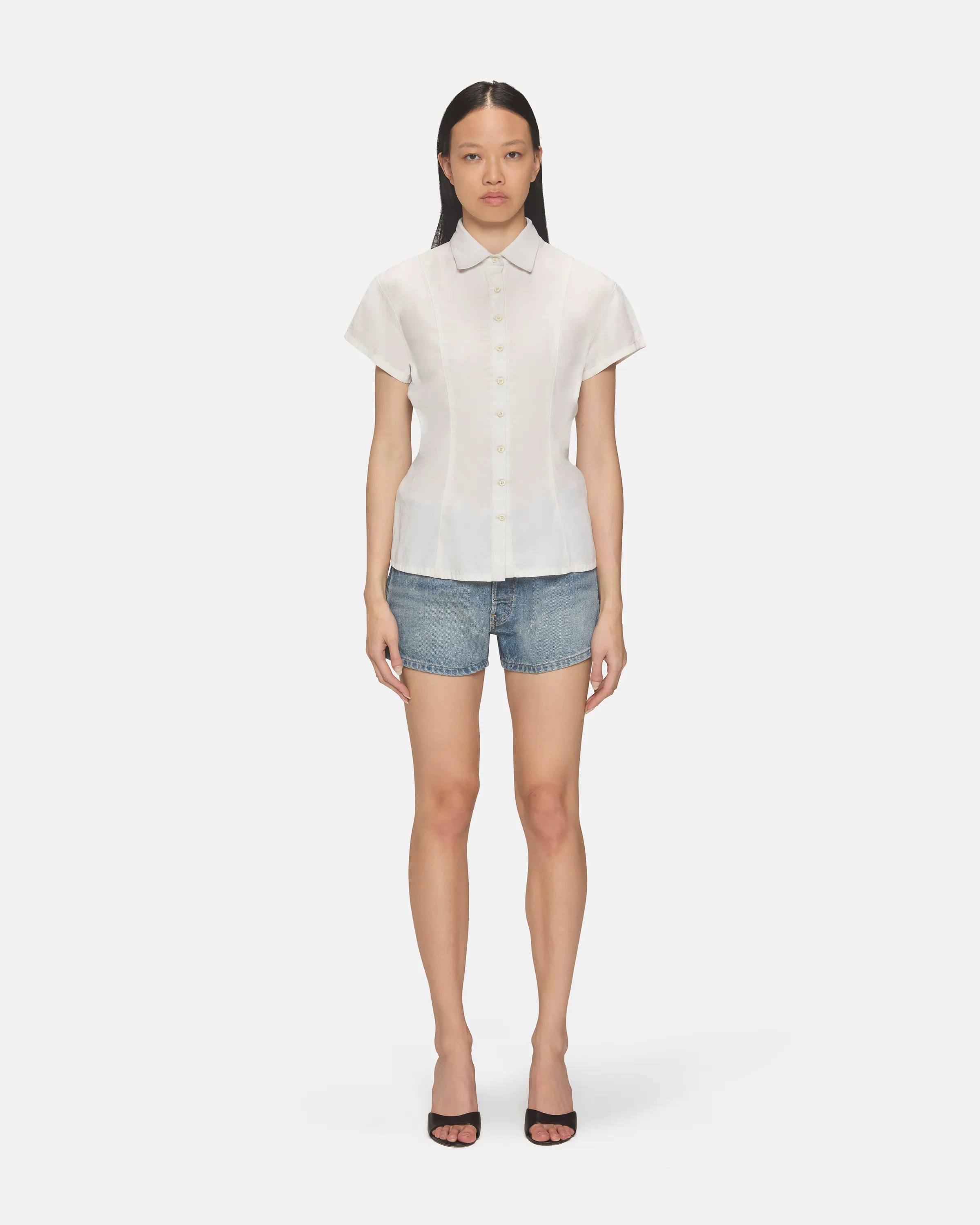 Rosie Short Sleeve Blouse White Linen sold by EB Denim