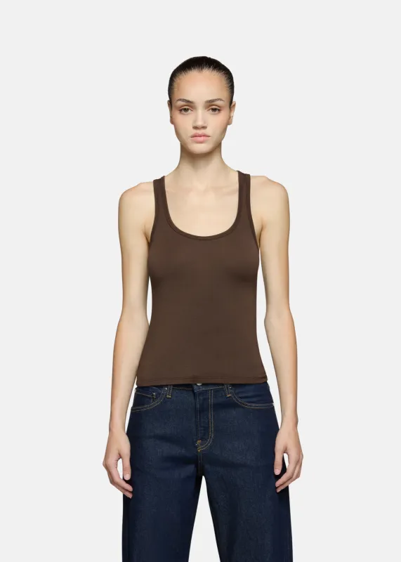 Lucy Racer Back Tank Chocolate Brown sold by EB Denim