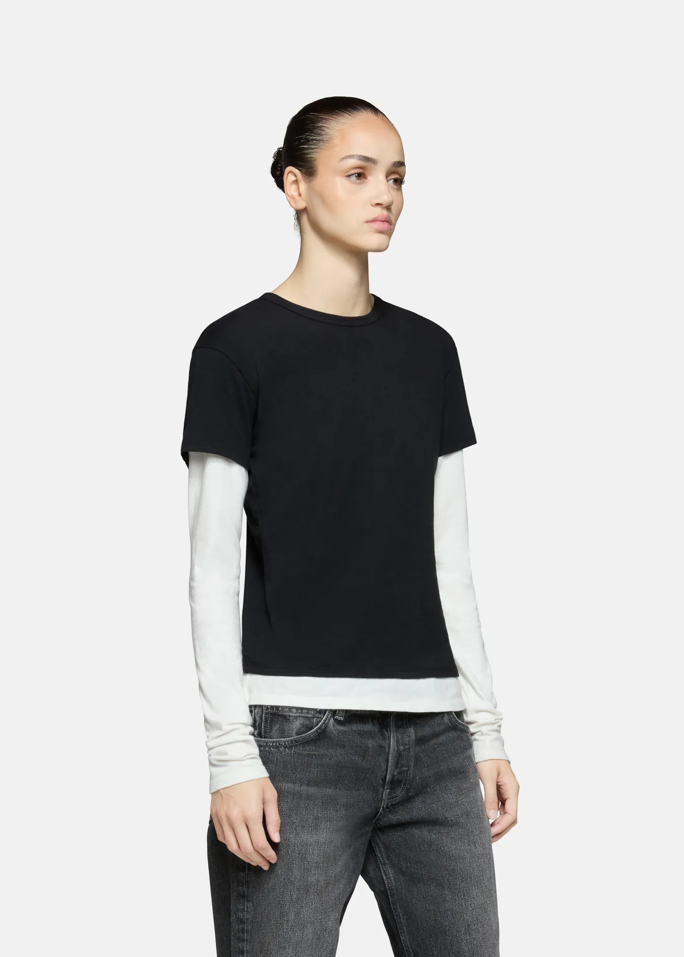 Rory Layered Long Sleeve Black and White sold by EB Denim product image thumbnail 2