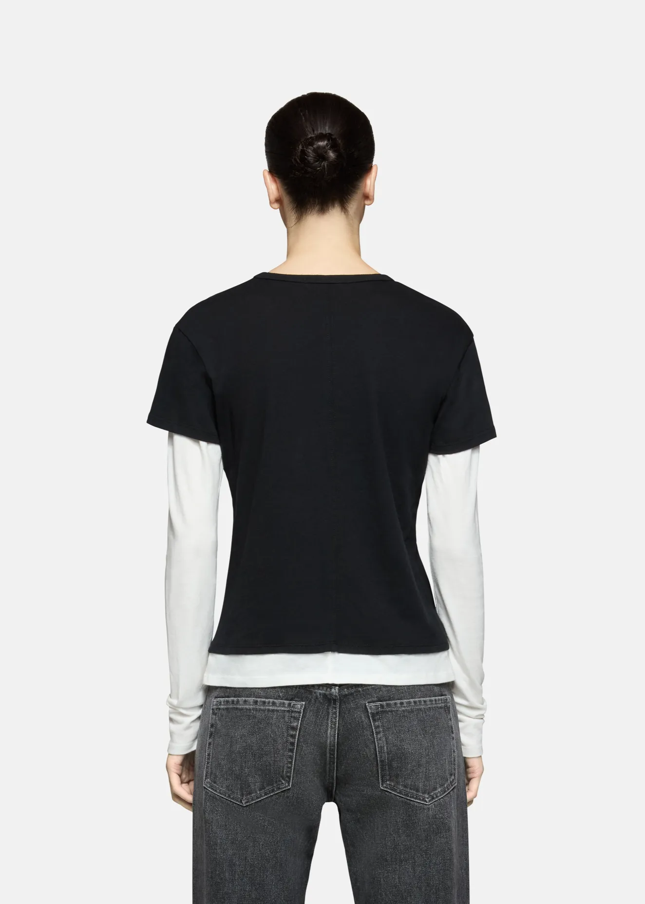 Rory Layered Long Sleeve Black and White sold by EB Denim product image thumbnail 3