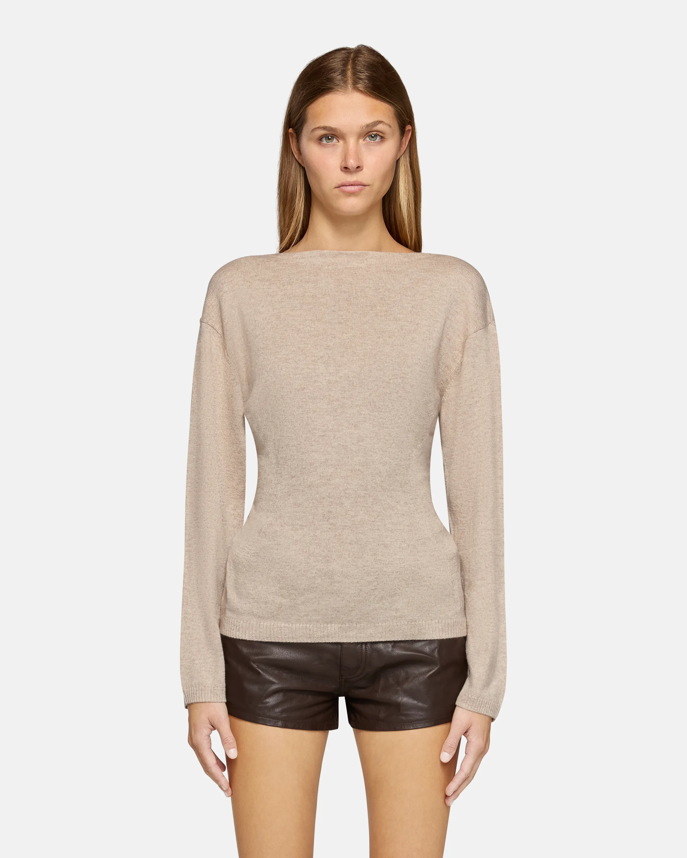Millie Boat Neck Sweater Oatmeal sold by EB Denim