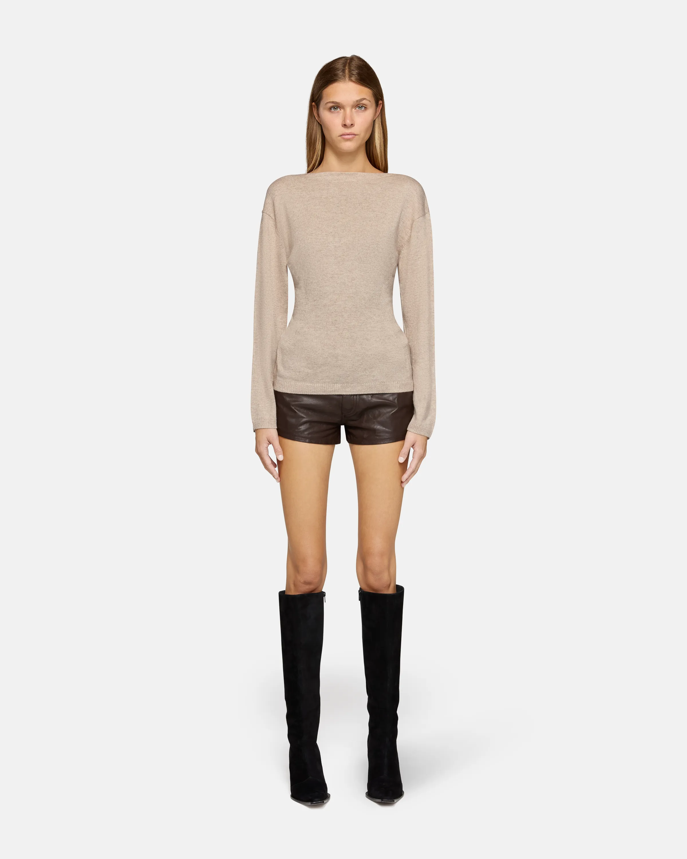 Millie Boat Neck Sweater Oatmeal sold by EB Denim product image thumbnail 4