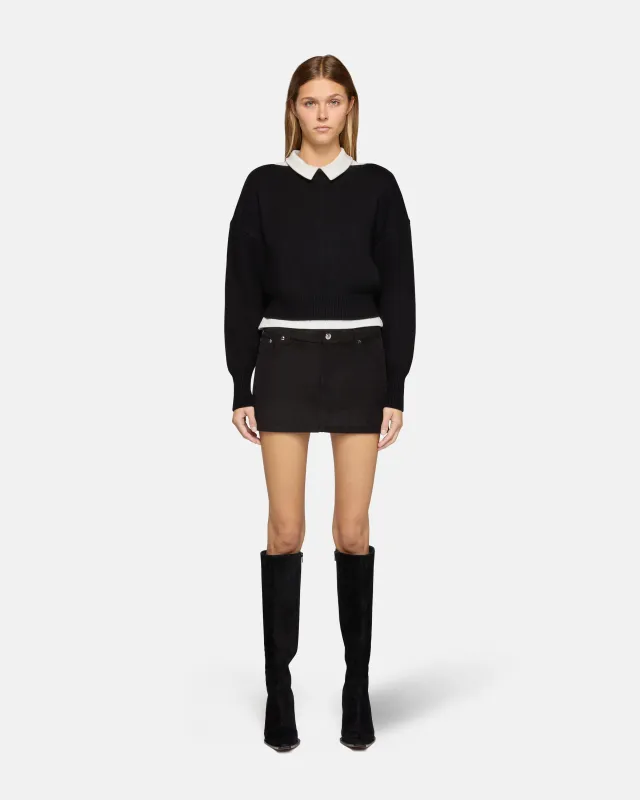 Cherry Mini Skirt Black Corduroy made by EB Denim