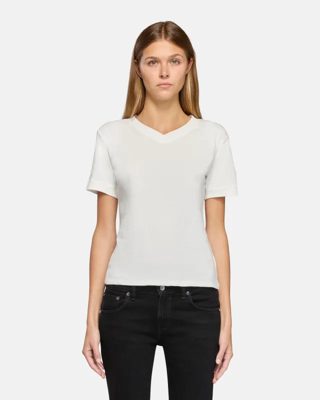 Henry V-Neck Tee White made by EB Denim