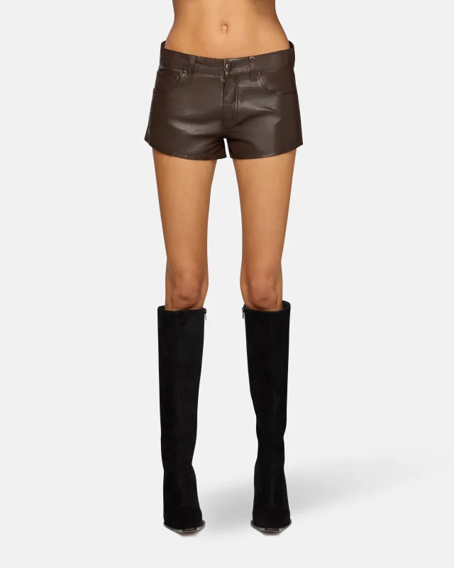 Portman Low Rise Shorts Chocolate Leather sold by EB Denim