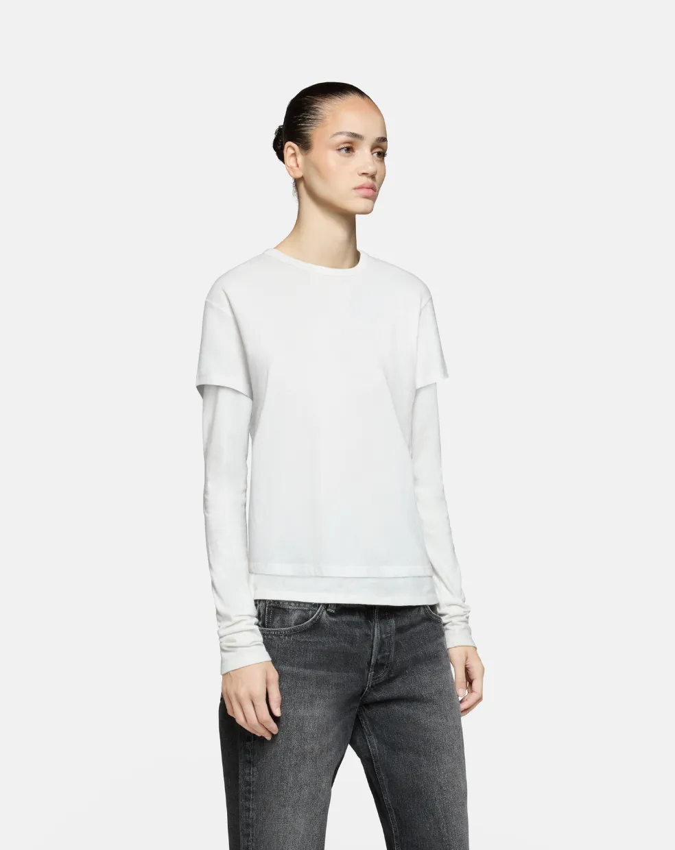 Rory Layered Long Sleeve White sold by EB Denim product image thumbnail 2