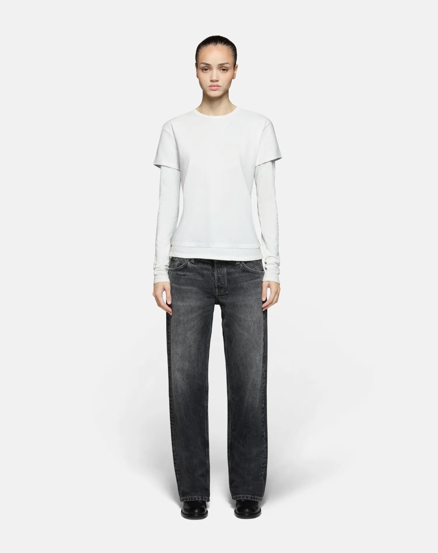 Rory Layered Long Sleeve White sold by EB Denim product image thumbnail 4