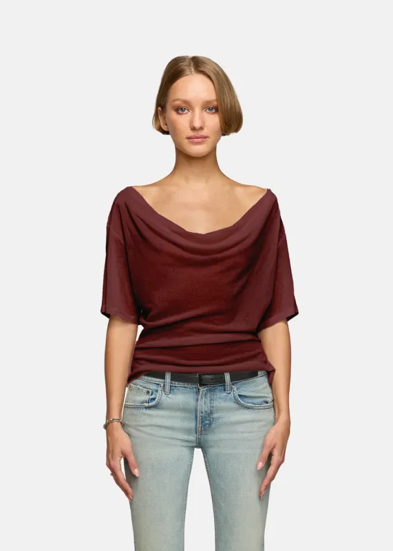 Madeo Cowl Neck Burgundy sold by EB Denim