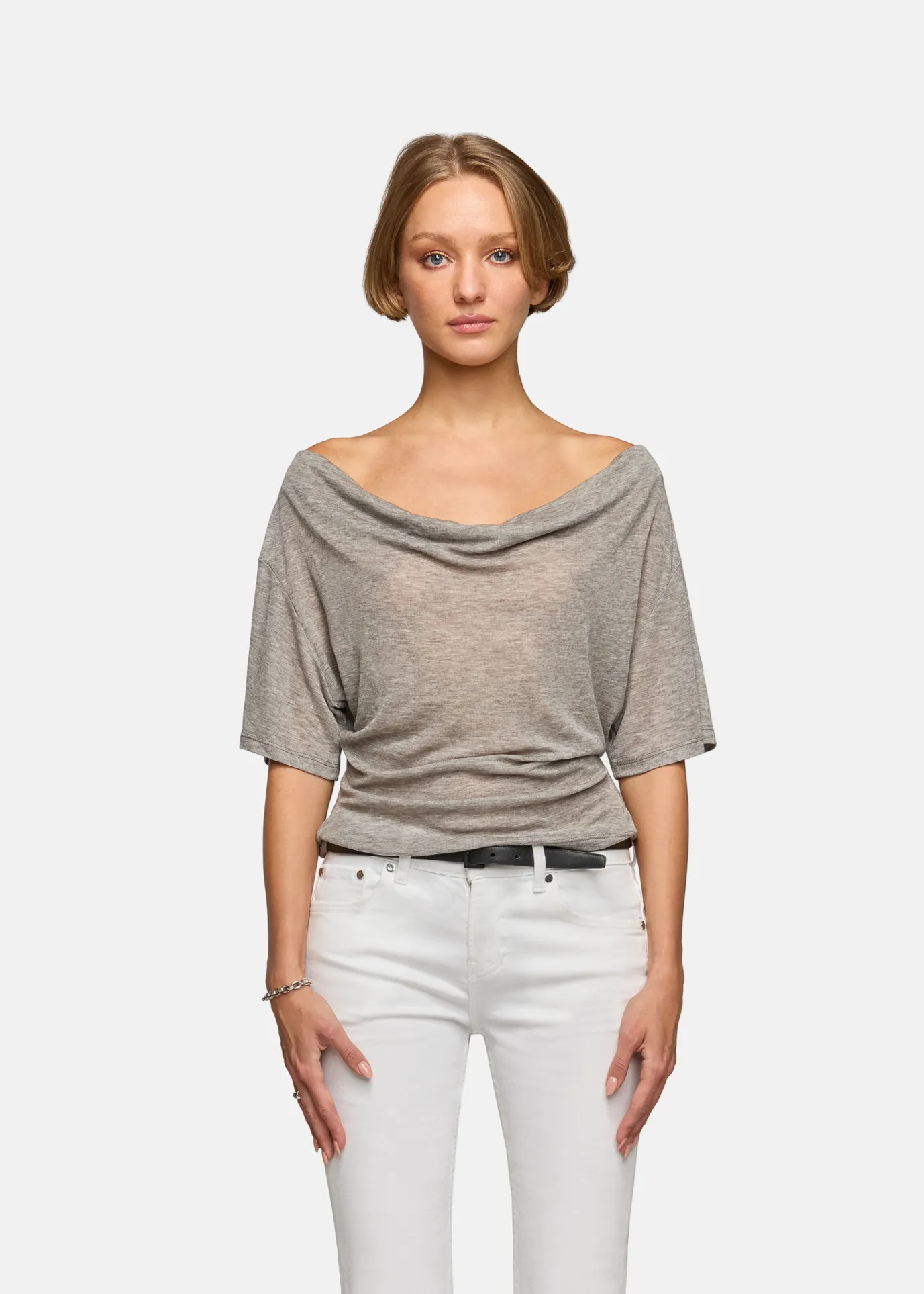 Madeo Cowl Neck Heather Grey sold by EB Denim