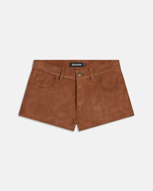 Portman Low Rise Shorts Cognac Suede made by EB Denim