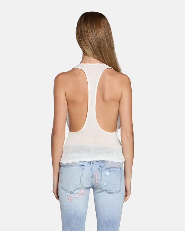 Valley Sheer Racer Tank White made by EB Denim