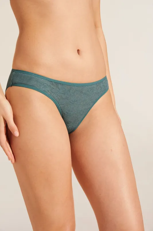 Soft Stretch Recycled Lace High Leg Brief sold by Eberjey