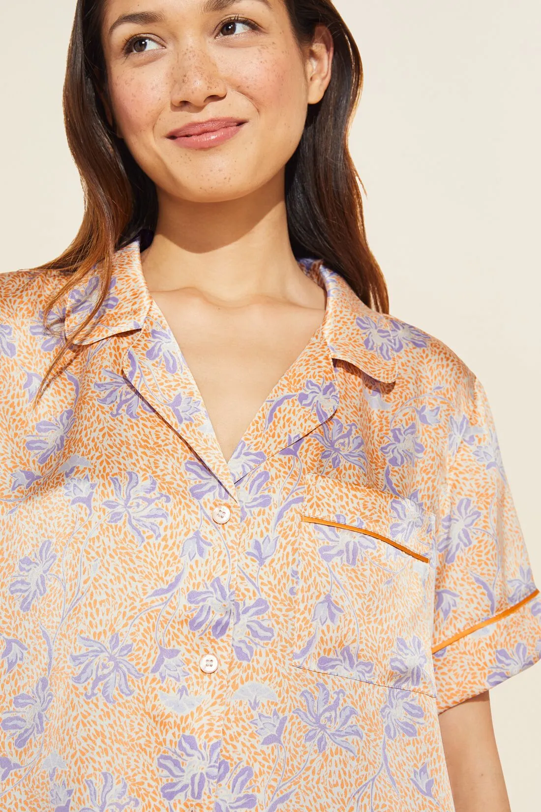 Inez Washable Silk Printed Short PJ Set sold by Eberjey