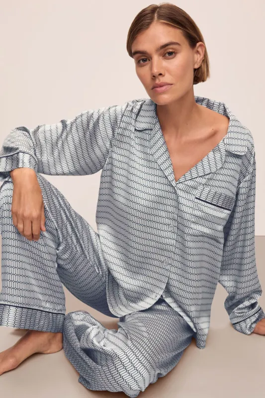 Inez Washable Silk Printed Long PJ Set sold by Eberjey