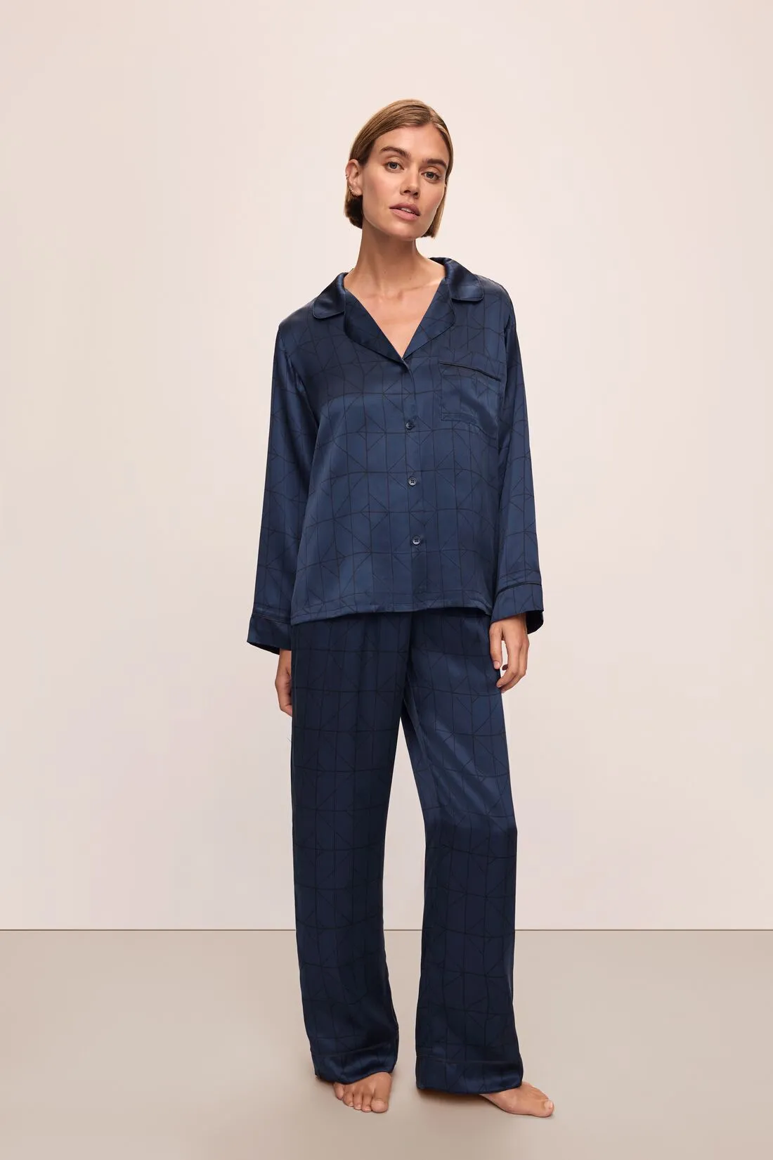 Inez Washable Silk Printed Long PJ Set sold by Eberjey