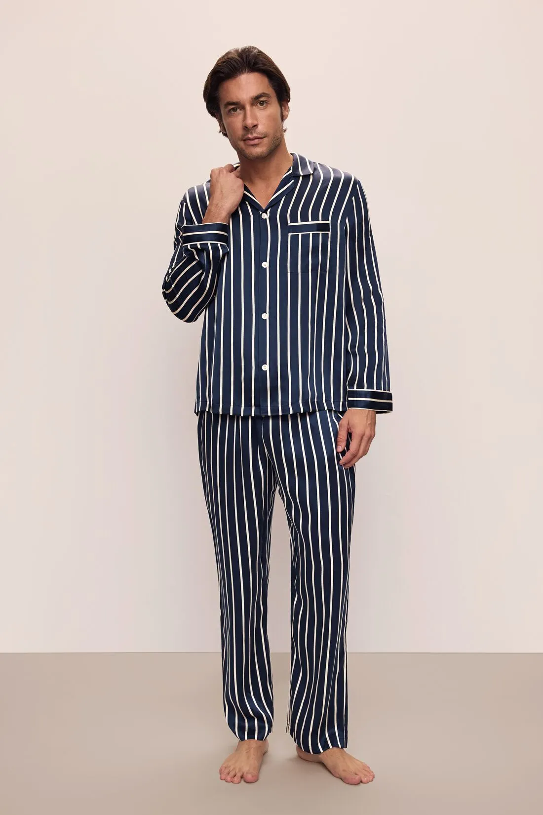 Charles Washable Silk Printed Long PJ Set sold by Eberjey