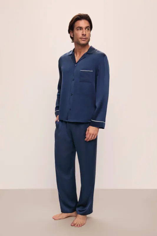 Charles Washable Silk Long PJ Set sold by Eberjey