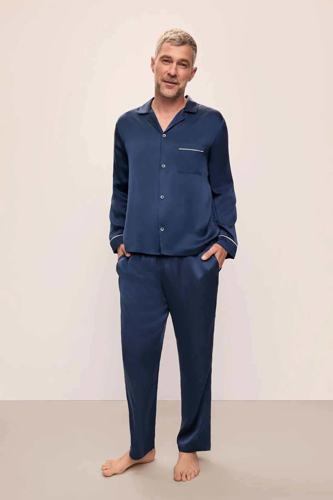 Charles Washable Silk Long PJ Set sold by Eberjey product image thumbnail 5