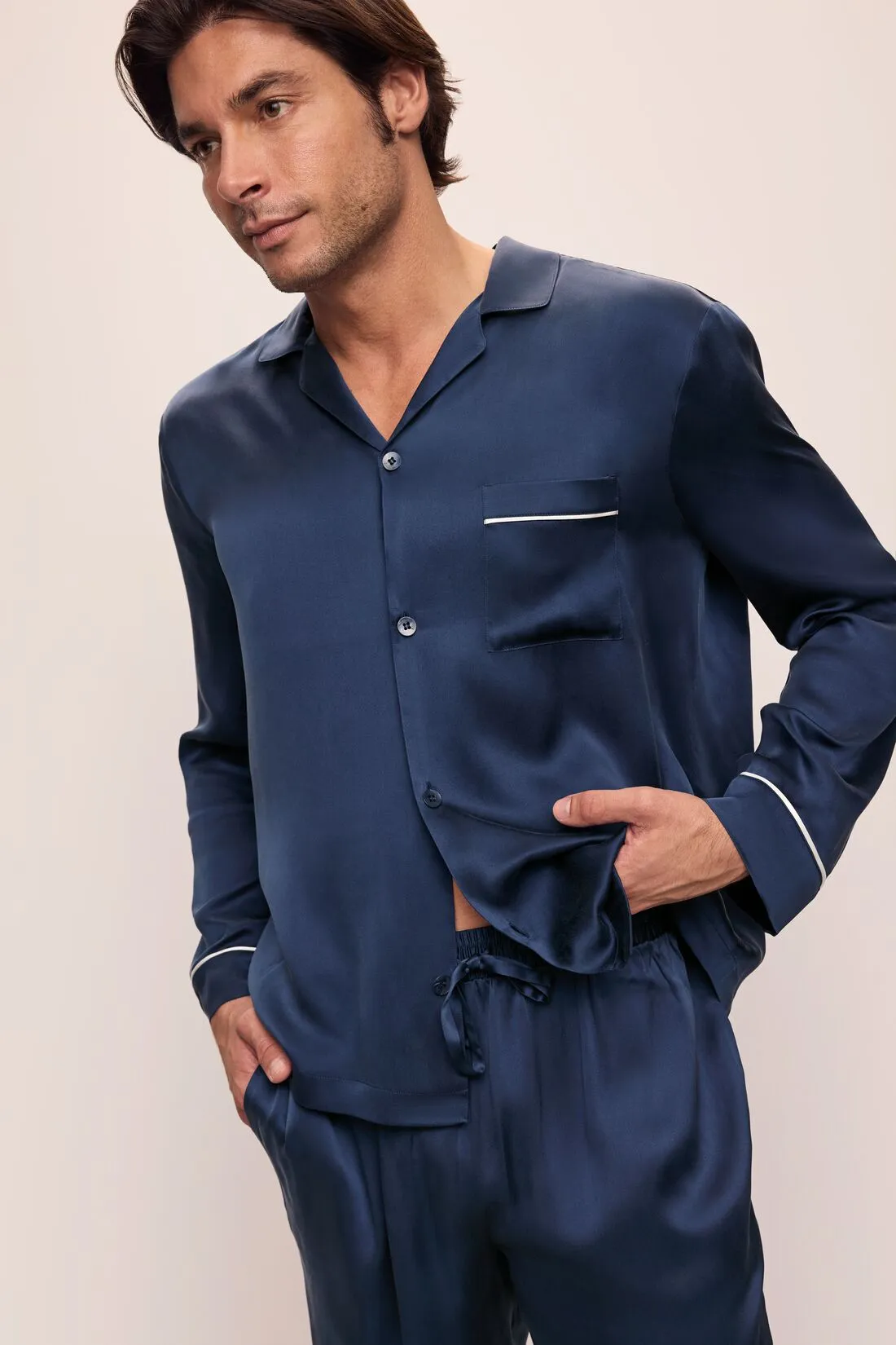 Charles Washable Silk Long PJ Set sold by Eberjey product image thumbnail 2