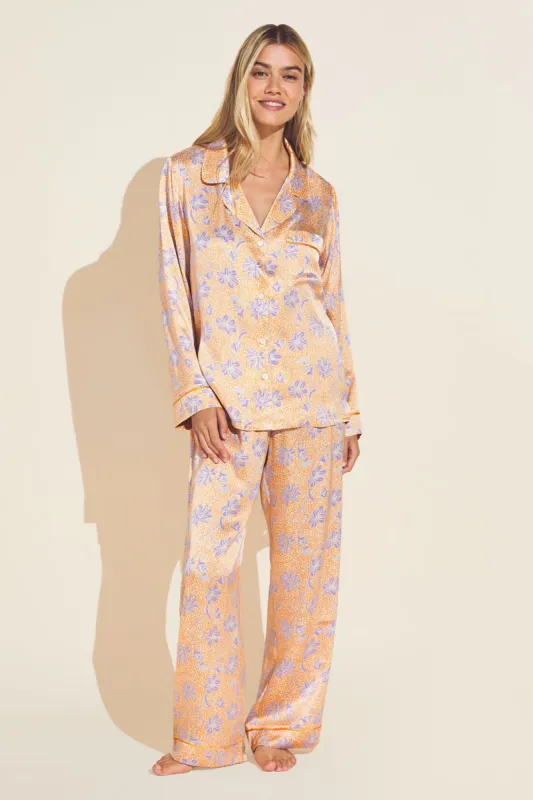 Inez Washable Silk Printed Long PJ Set sold by Eberjey