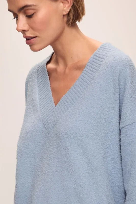 Recycled Boucle Boyfriend Oversized V-Neck Sweater sold by Eberjey