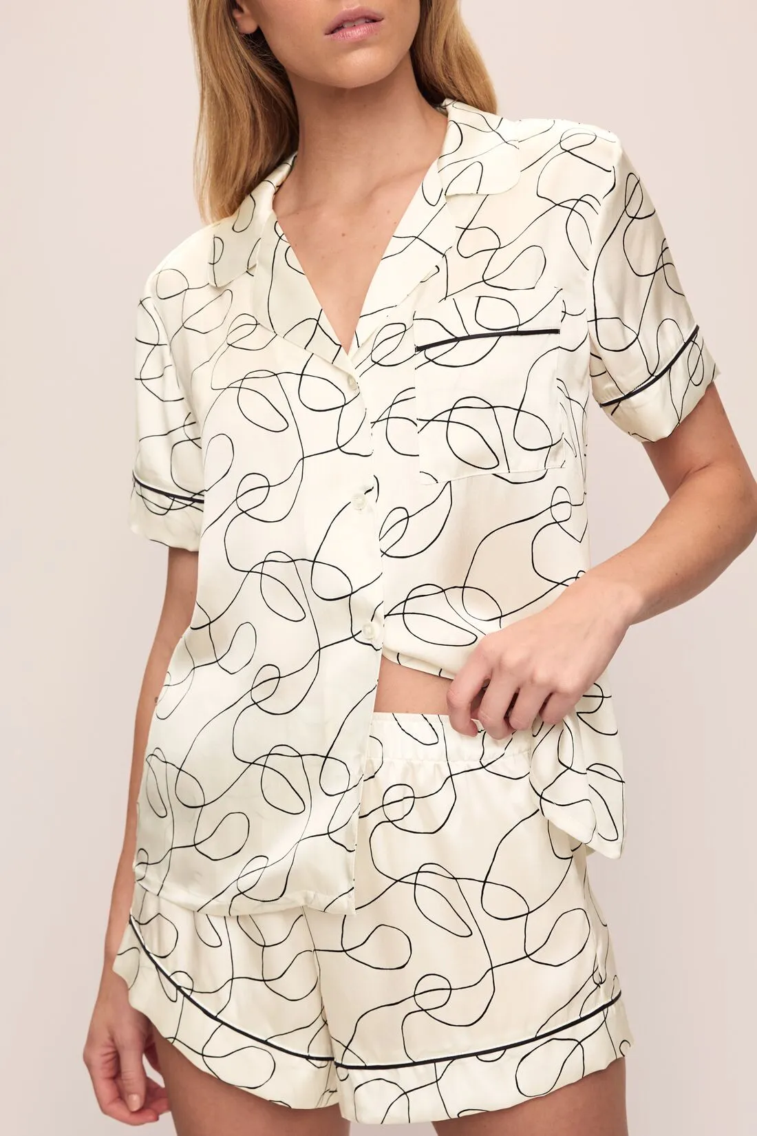 Inez Washable Silk Printed Short PJ Set sold by Eberjey product image thumbnail 3