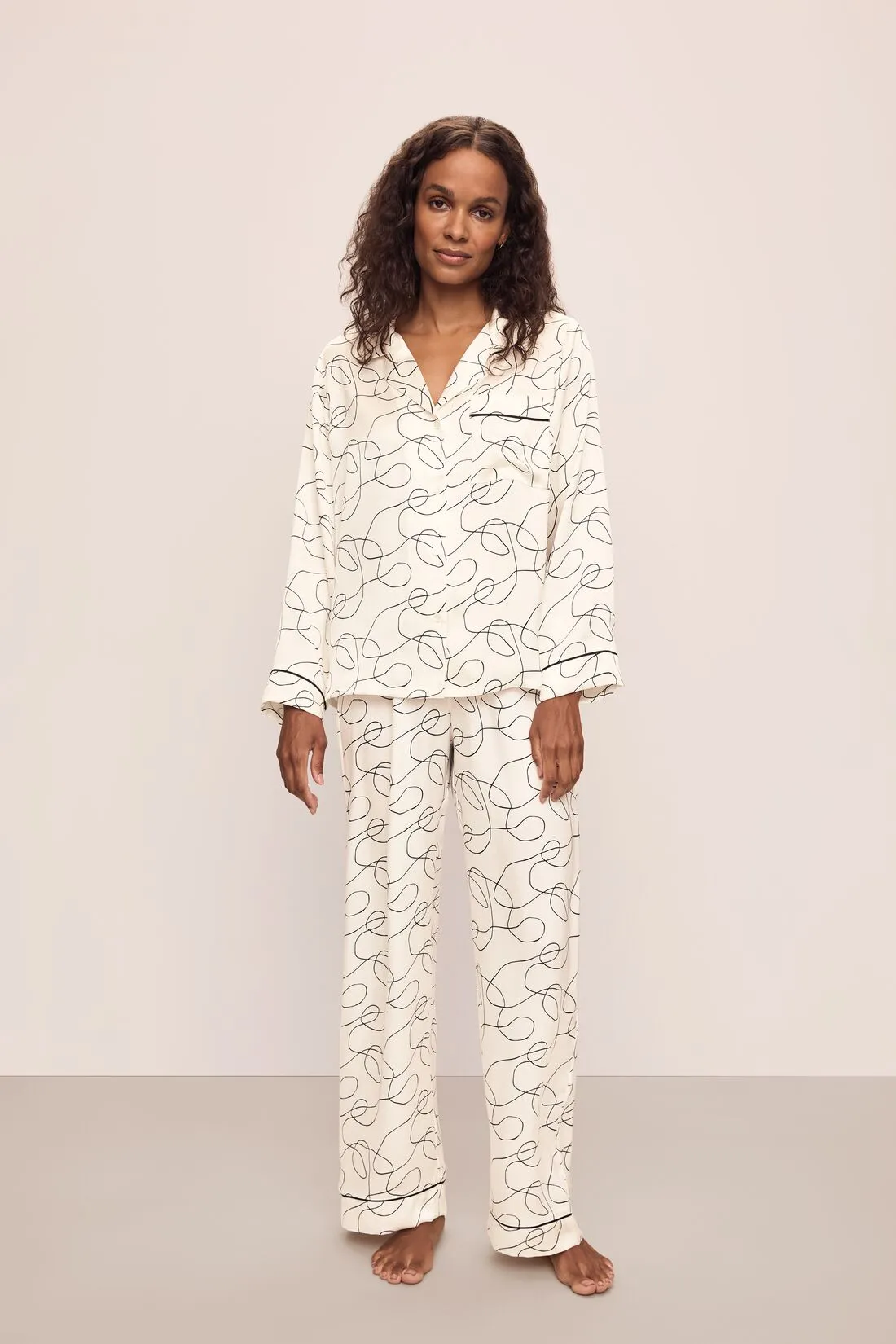 Inez Washable Silk Printed Long PJ Set sold by Eberjey product image thumbnail 2