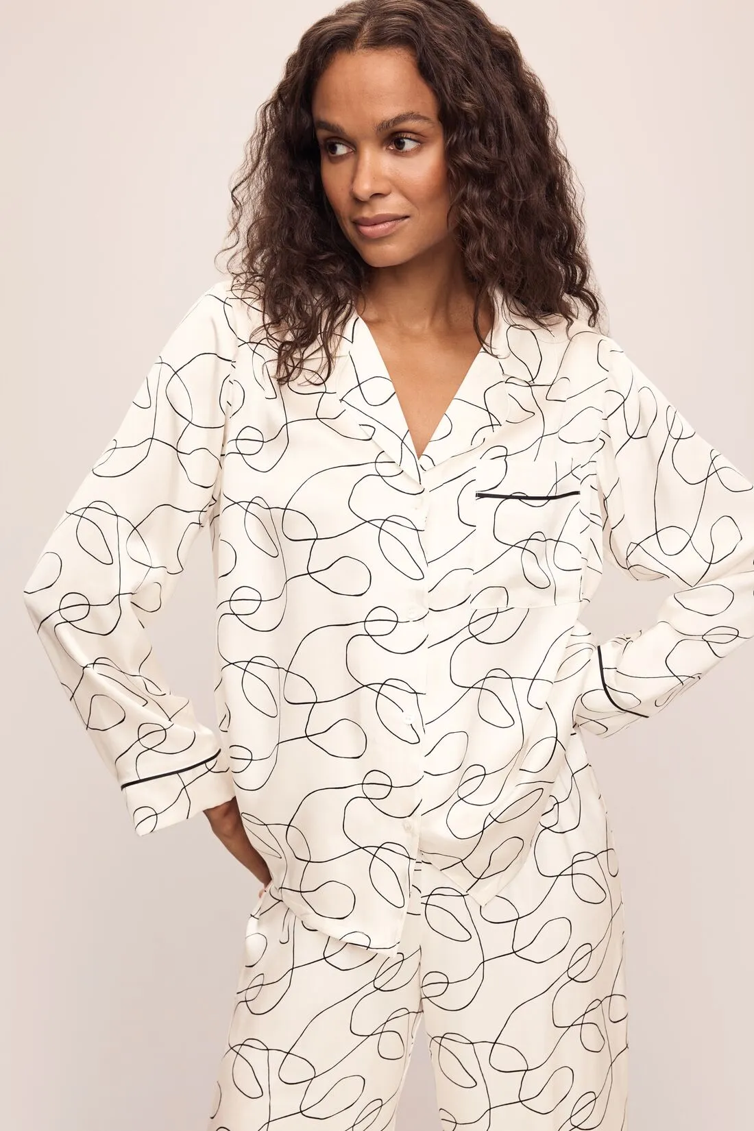 Inez Washable Silk Printed Long PJ Set sold by Eberjey