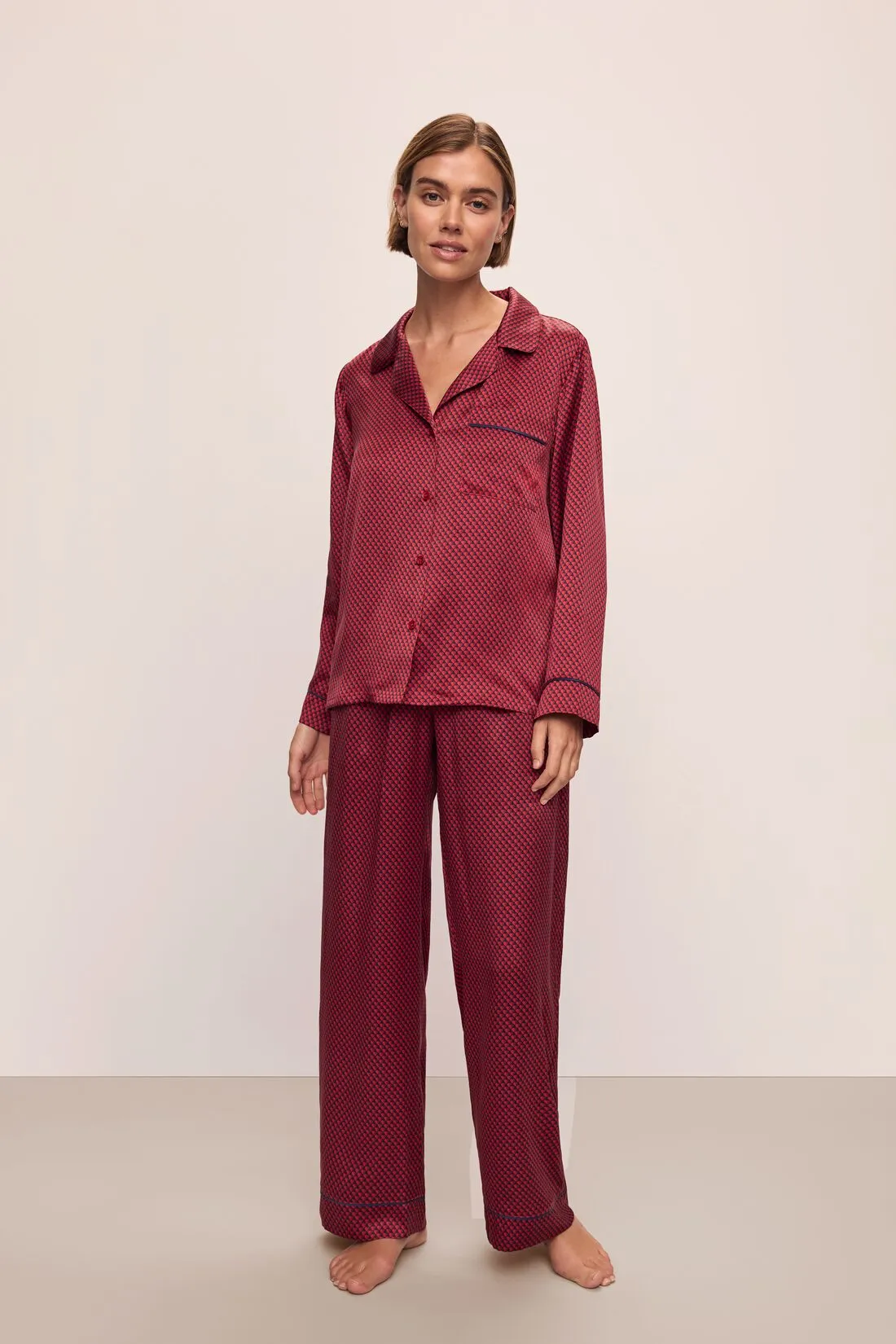 Inez Washable Silk Printed Long PJ Set sold by Eberjey
