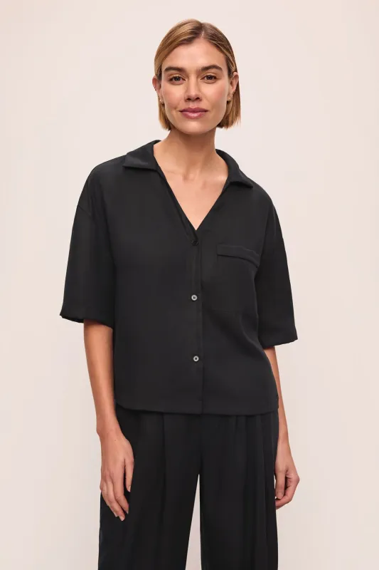 Tencel Woven Relaxed Button Front Top sold by Eberjey