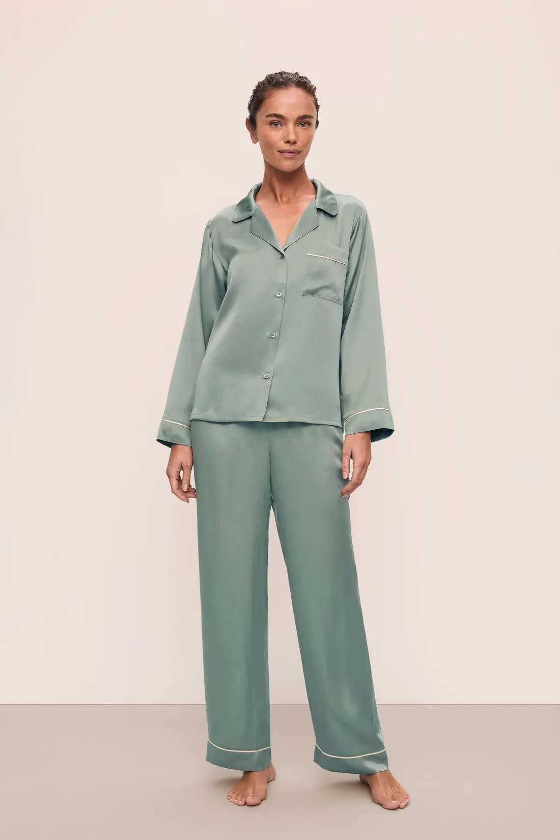 Inez Washable Silk Long PJ Set sold by Eberjey