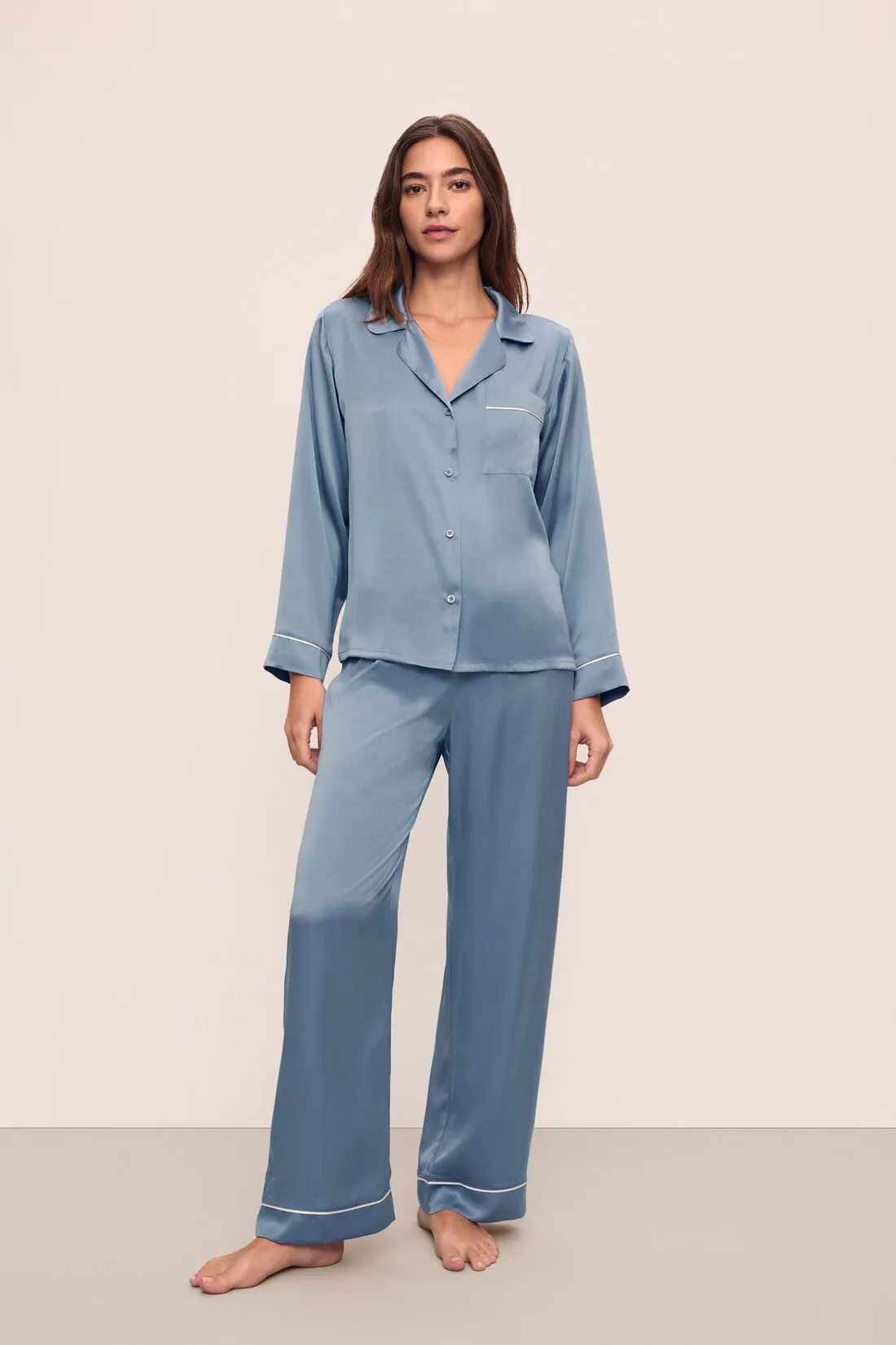 Inez Washable Silk Long PJ Set sold by Eberjey