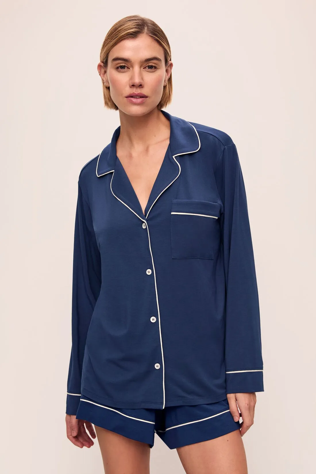 Gisele TENCEL™ Modal Relaxed Long Sleeve Short PJ Set sold by Eberjey