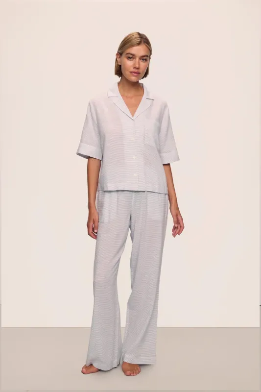Nautico Relaxed Short Sleeve & Pant PJ Set sold by Eberjey