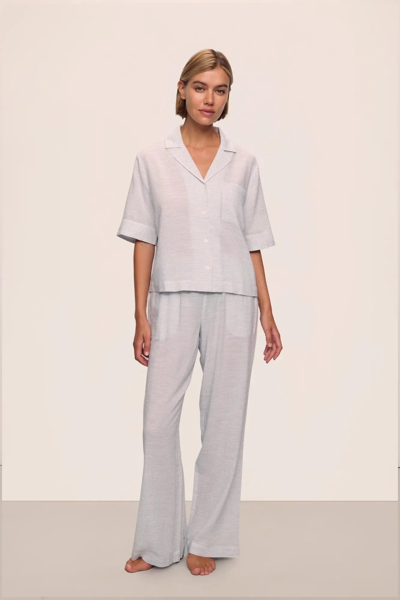 Nautico Relaxed Short Sleeve & Pant PJ Set sold by Eberjey