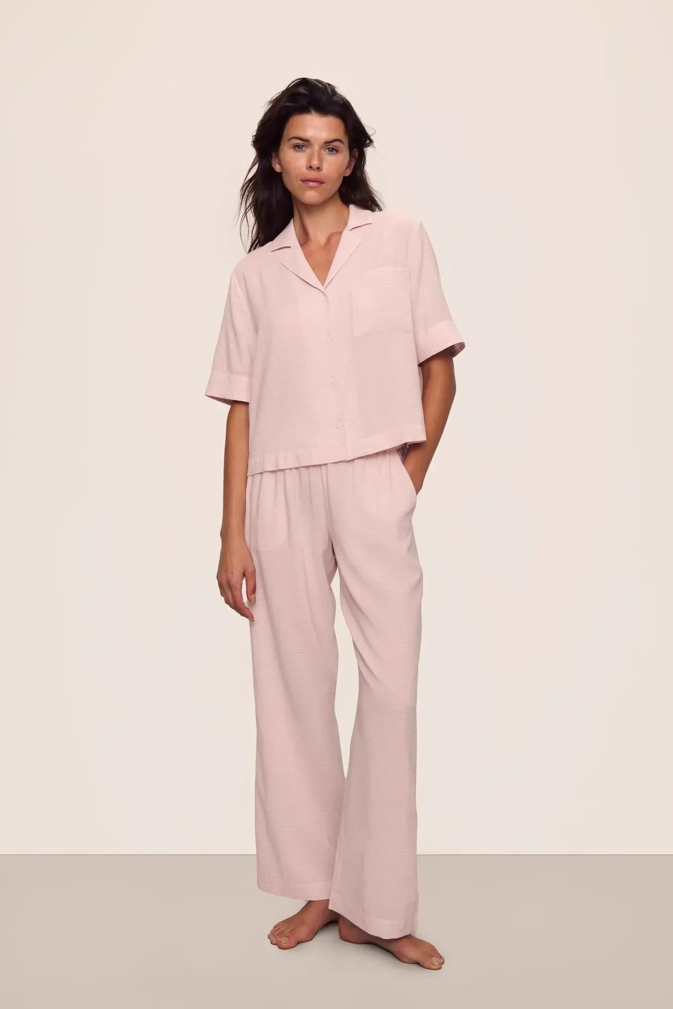 Nautico Relaxed Short Sleeve & Pant PJ Set sold by Eberjey