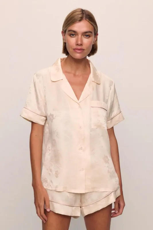 Inez Washable Silk Jacquard Short PJ Set sold by Eberjey