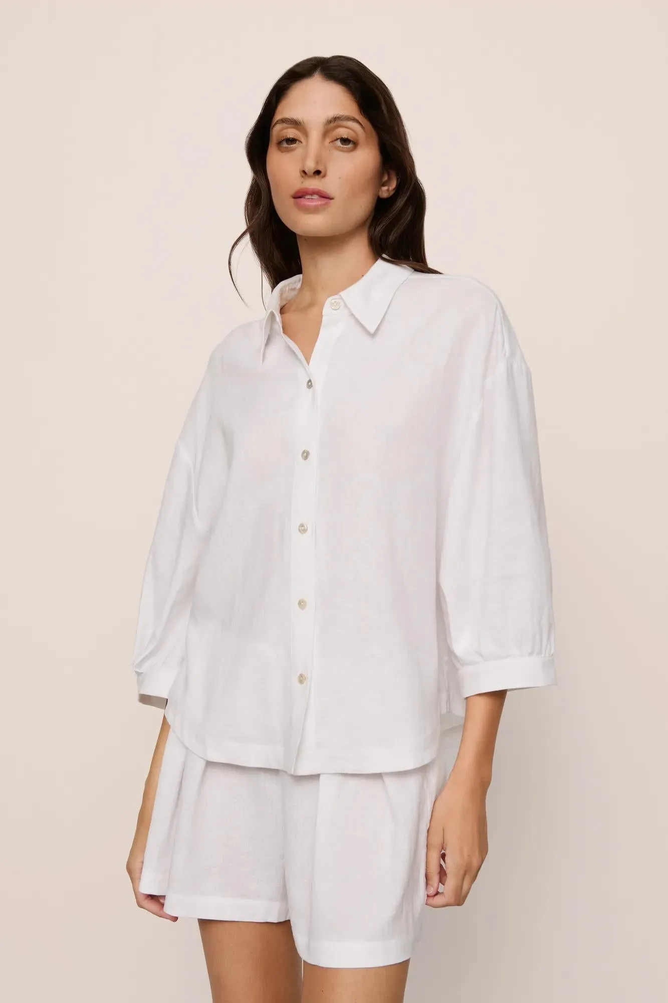 Linen Blend Relaxed Quarter Sleeve Top sold by Eberjey product image thumbnail 4