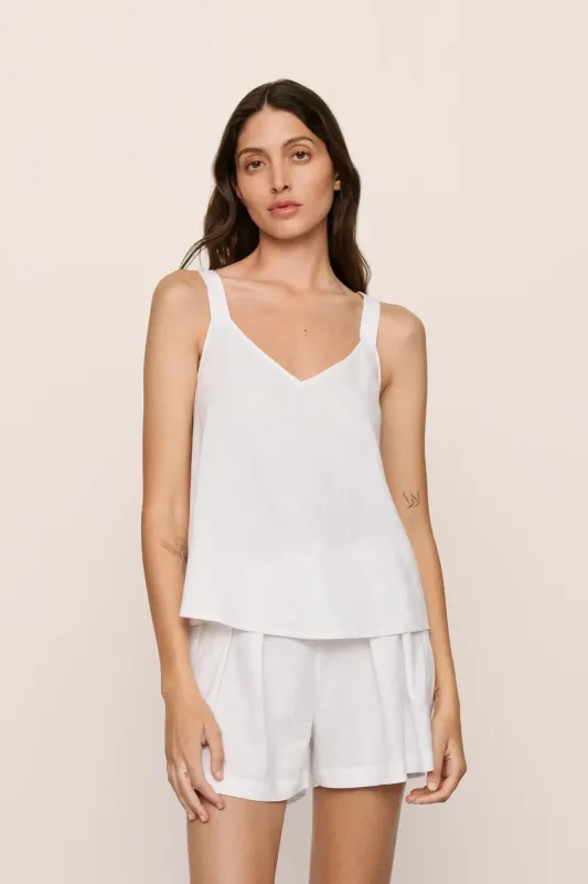 Linen Blend V Neck Cami sold by Eberjey