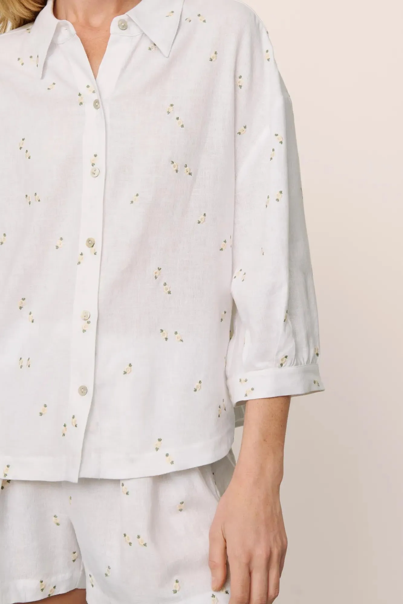 Linen Blend Relaxed Quarter Sleeve Top sold by Eberjey product image thumbnail 2