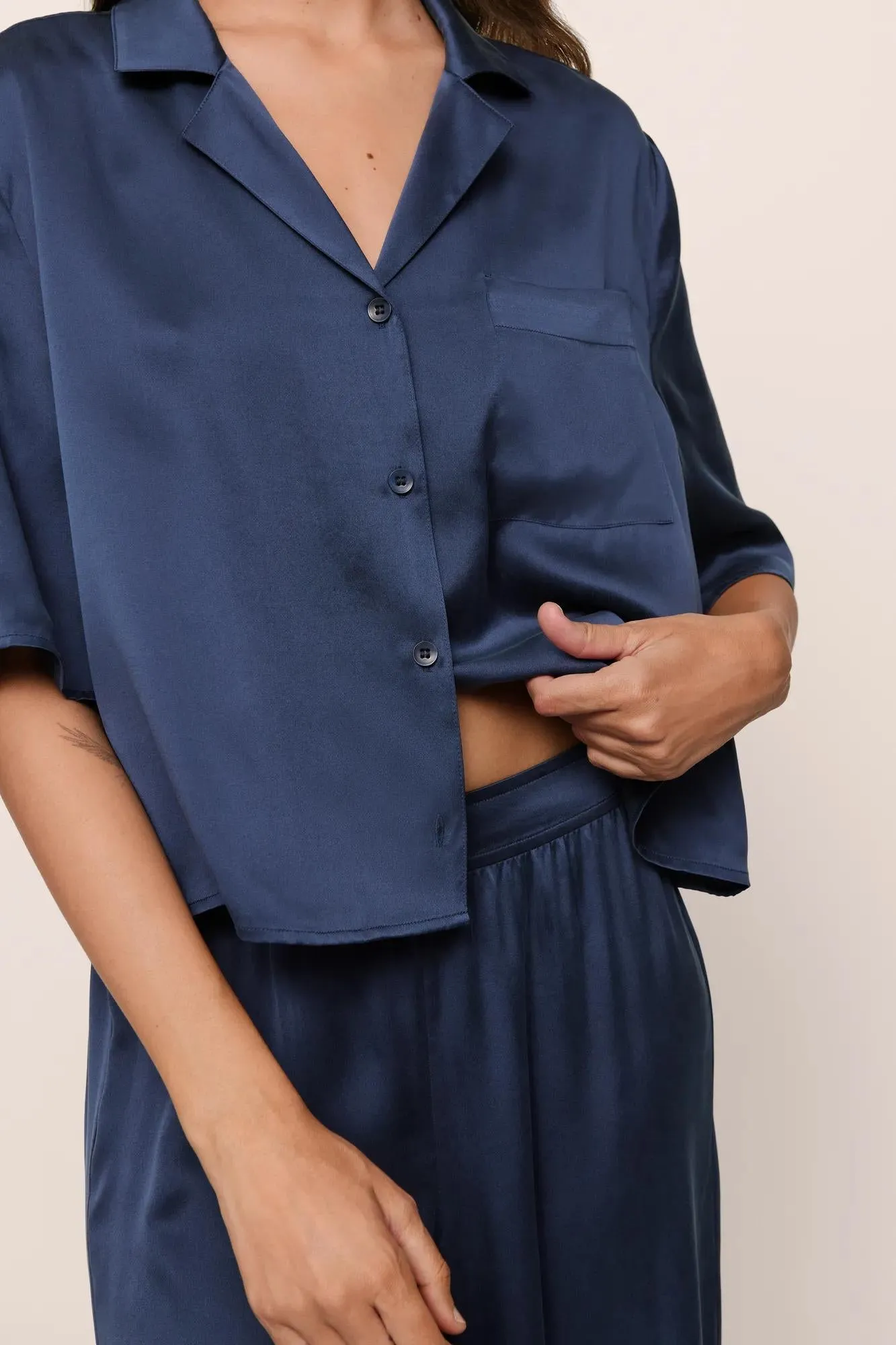 Inez Washable Silk Relaxed Wide Leg Pant PJ Set sold by Eberjey product image thumbnail 2