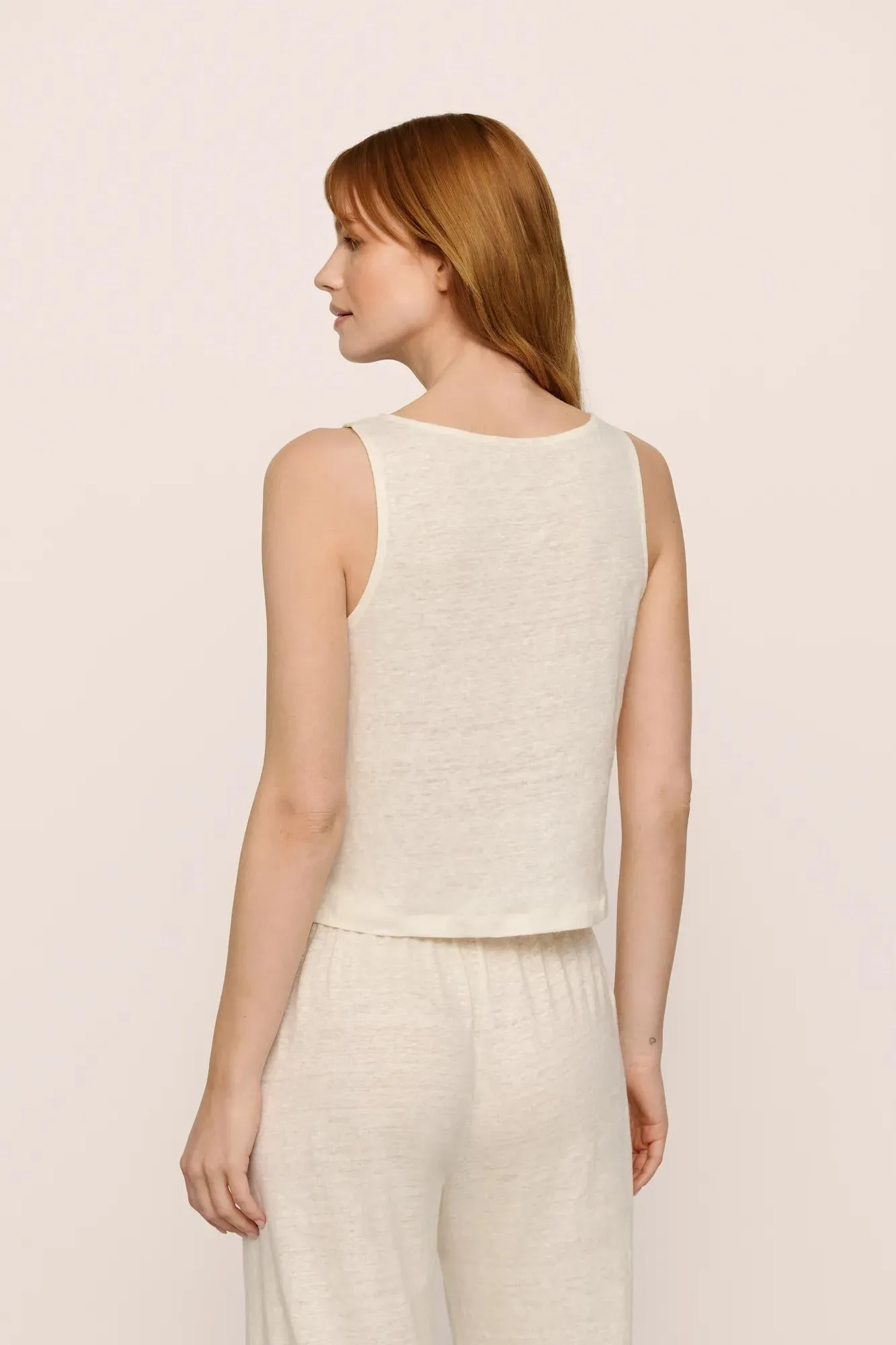 Organic Linen Knit Boat Neck Crop Tank sold by Eberjey product image thumbnail 3