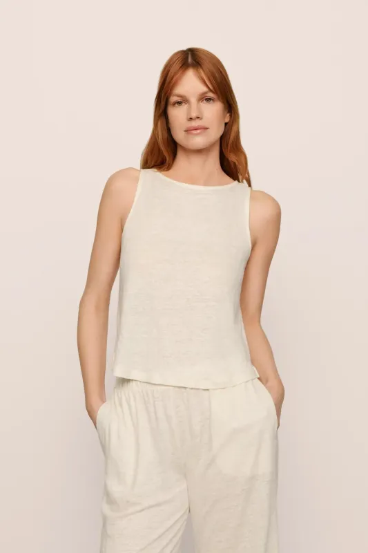 Organic Linen Knit Boat Neck Crop Tank sold by Eberjey